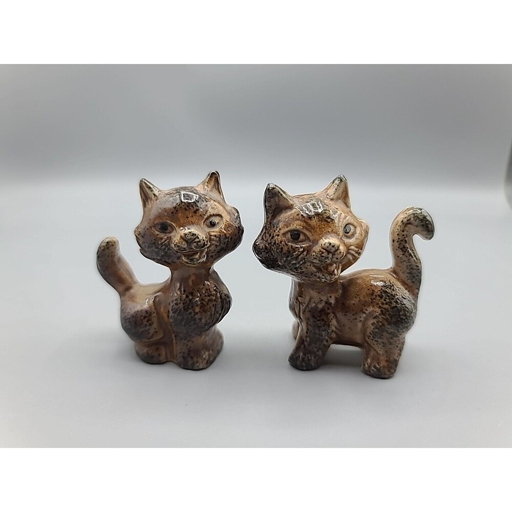 Vintage OMC Otagiri Pottery Stoneware Cat Kitten Figurine Set of 2 Made in Japan